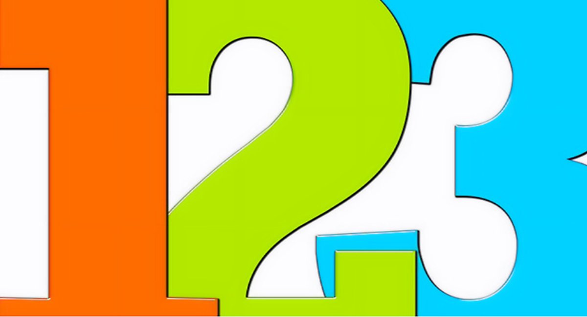 First, or at first? Graphic illustration, numbers 1-2-3, multicolored