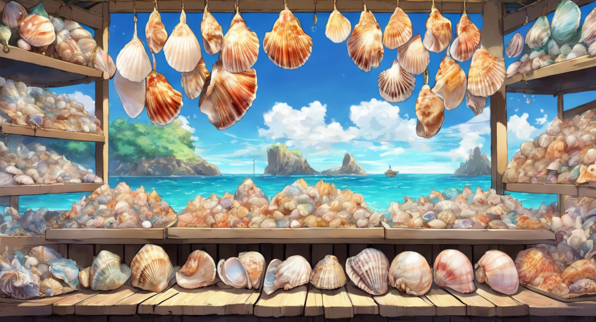 A stall selling seashells by the seashore