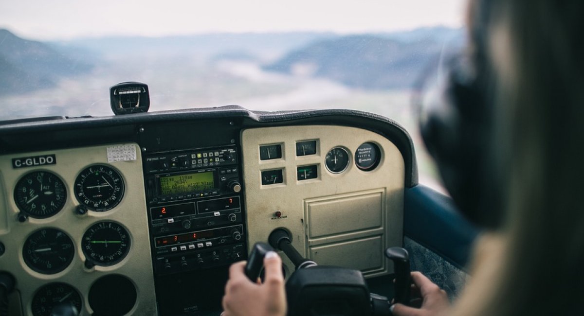 Pilot flying a helicopter