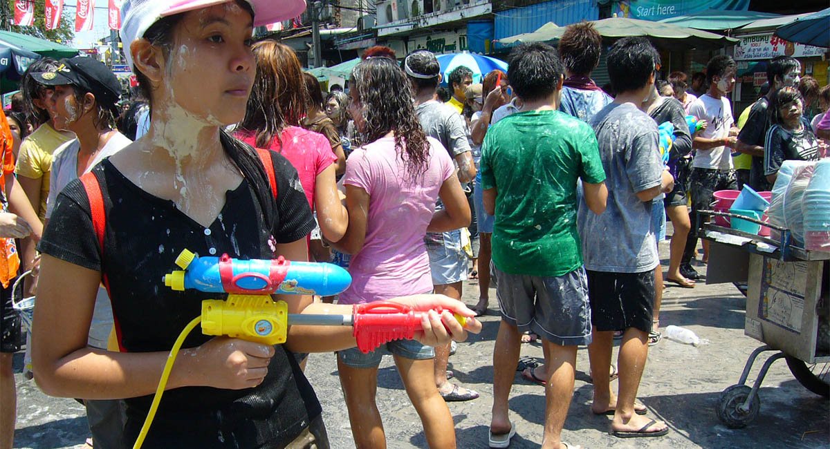 A fun way to cool down on a hot summer's day A water festival Bangkok