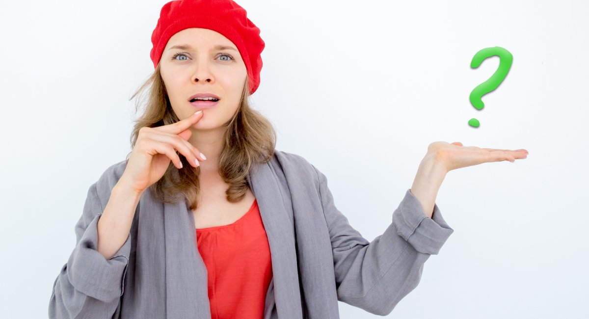 Uptalk sounds like a question Woman holding a question mark