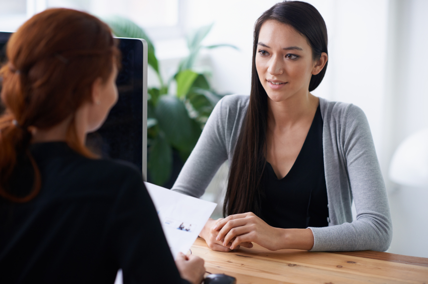 Two White women doing interview