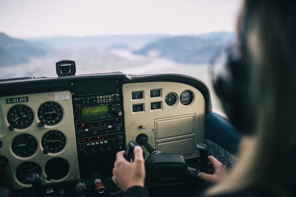 Pilot flying a helicopter