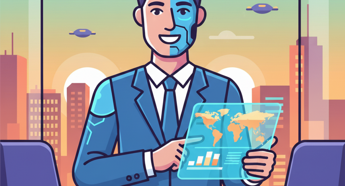 A futuristic illustration of a cyborg consultant